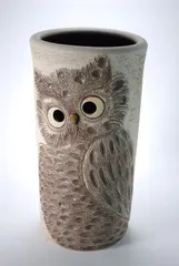 【信楽焼 陶器 傘立 】　ふくろう透し彫傘立 　新品 （信楽焼・陶器・傘立・梅雨・玄関・和風おしゃれ）