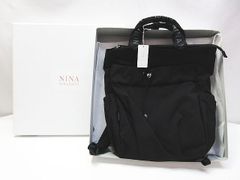 未使用 ニナリッチ NINA RICCI ブルーム リュックサック バックパック ナイロン×レザー 牛革 撥水加工 ブラック 黒  箱付き 鞄 レディース E62LF