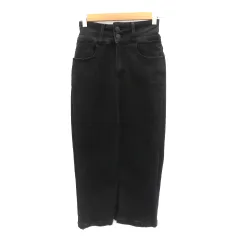 アズールバイマウジー AZUL by moussy タイトスカート デニムスカート ロング丈 マキシ丈 スリット S 黒 ブラック /YK14