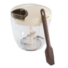 新品 ミニスパチュラ 16.3cm セット みじん切り器 ふたも洗える (ぶんぶんチョッパー5S ミニスパチュラセット(ブラウン))