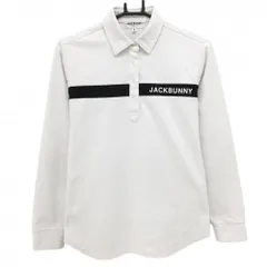 ジャックバニー 長袖ポロシャツ 白×黒 胸元黒ライン ロゴプリント レディース 1(M) ゴルフウェア 2024年モデル Jack Bunny