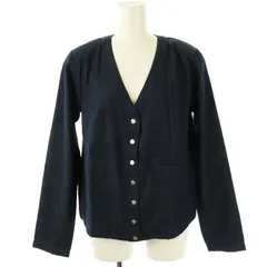 アニエスベー agnes b. 23SS ロゴボタン 薄手 デニムジャケット ノーカラー コットン 36 紺 /NR ■OSのサムネイル