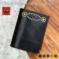 栃木レザー財布 コンパクト財布 ミニ財布 スタッズ財布 二つ折り財布 メンズ財布 wallet ウォレット 小さい財布 日本製 新品 5色展開［WL001-st18］ 送料無料