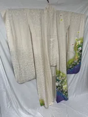 【仕立上がり】振袖　成人式　卒業式　晴れ着　白　紫　緑　花柄　L　５