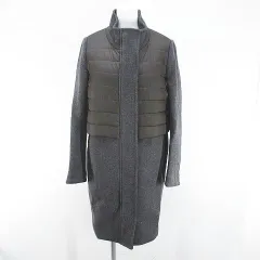 ダブルスタンダードクロージング ダブスタ DOUBLE STANDARD CLOTHING ロングコート 比翼 中綿 ドッキング 38 灰系 グレー ジップアップ ポケット 毛 ウール 裏地 無地のサムネイル