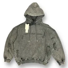 定価61600円 新品 Feng Chen Wang Grey Ripped Jersy Hoodie ウォッシュダメージパーカー フーディー フェンチェンワン FMS17HD02G チャコール L 77513A6のサムネイル