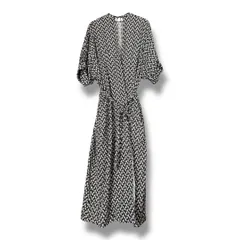 6 ROKU BEAUTY&YOUTH ロク ビューティーアンドユース LEAF PRINT ONE PIECE 2way 花柄 ワンピース ガウン 羽織り ボリュームスリーブ 参考価格40700円 レディース サイズ36 秋 久喜倉庫店 K718Y