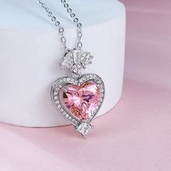 PARIS KID'S ハート王冠ネックレス シルバー×ピンク パリスキッズ