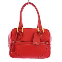 極美品✨J&M Davidson ミニボストン ハンドバッグ シボ革 レッド