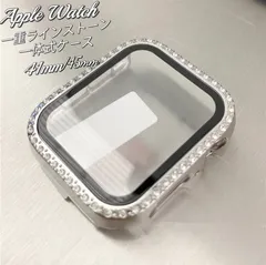 AppleWatch キラキラ　一体式保護 カバー　一重　ラインストーン ケース シルバー　40mm/41mm/45mm