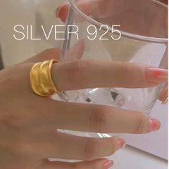 リング シルバー 925 レディース ゴールド  金メッキ １4号 新品未使用  匿名配送 アクセサリー おしゃれ 人気 おすすめ かっこいい カジュアル シルバーリング レディースリング シルバー925リング