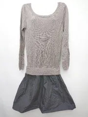 ◇ NOBLE ノーブル 異素材 長袖 ミニ丈 ワンピース 表記なし ベージュ ブラック レディース P  【1406240038275】