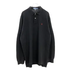 90年代 Polo by Ralph Lauren ポロ ラルフローレン 長袖ポロシャツ ブラック(メンズ XL)中古 古着 U9025