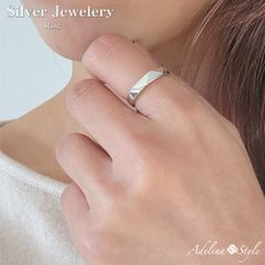 【リング/指輪】[Adelina Style] 指輪 リング レディース 人気 5Aキュービックジルコニア シルバーリング S925 純銀 フリーサイズ 調整可能 シンプル 金属アレルギー対応 (タイプH)