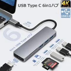 USB C ハブ 6ポート USB Type C hub PS4対応 4K HDMI出力 USB3.0 高速データ転送 USB2.0 USB3.0 ハブ SD/Micro SD カードリーダー マイクロ タイプC HDMI 変換アダプタ コンパクト 
