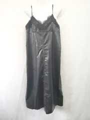 ◇ ⊇ H&M エイチアンドエム フェイクレザー キャミソール 膝下丈 ワンピース サイズS ブラック系 レディース E  【1508060000828】