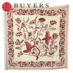 【中古】 クリスチャンディオール スカーフ シルク ホワイト系 レッド ペイズリー 鳥 大判 レディース 女性 Christian Dior