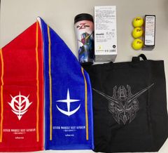 三共　SANKYO［ガンダムシリーズ］Zガンダムのトートバッグ、機動戦士ガンダム ゴルフボール3個、タオルセット(未使用)、カスタムデザインランブラー(未使用)セット