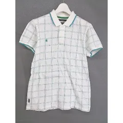 ◇ ◎ R.NEWBOLD アール ニューボールド 格子柄 半袖 ポロシャツ サイズM ホワイト グリーン ブルー系 メンズ  【中古】 【1204040004861】