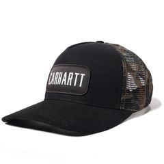 カーハート キャップ Carhartt Canvas Mesh Back Camo Cap キャンバス メッシュバック カモ キャップ 帽子 ハット CAP CAPS ベースボール キャップ ロゴ カモフラ キャンプ 男女兼用 AH5047-M BLACK