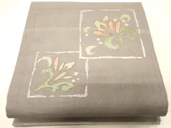 平和屋着物＊夏物　太鼓柄袋帯　総刺繍　色紙重ね草花文　金糸　正絹　逸品　CAAW6841eg