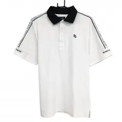 【美品】パーリーゲイツ 半袖ポロシャツ 白 袖ロゴライン 織生地 メンズ 5(L) ゴルフウェア 2024年モデル PEARLY GATES