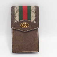 良品 グッチ レザー ブ シェリーライン ブラウン シガーケース メンズ/レディース 2000000 NSK KRK