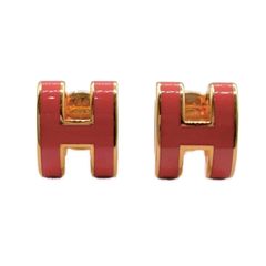 エルメス(HERMES) ポップアッシュ ミニ ピアス ピンク ラッカーメタル ピンクゴールド金具 新品同様 レディース アクセサリー ピアス