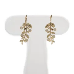 ★状態良好★【4℃】リーフモチーフ ピアス K18イエローゴールド ダイヤモンド