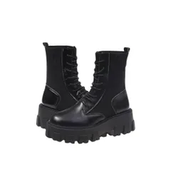 [MORABLU] ソックスブーツ 厚底 ショートブーツ 6cm 美脚 足長 細身効果 シークレット レディース 黒 ミドル 楽 24.5cm 軽量 春 夏 秋 冬 マット調 [マット調 / ブラック] [24.5 cm]