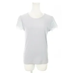 ロペピクニック ROPE Picnic カットソー ラウンドネック 半袖 リブ 切替 チュール レース 花柄 38 水色 ライトブルー /AO4