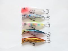 KIRINJI風 シーバス用 ウェイクベイト 5色セット レッドヘッド イワシ キャンディ シルバー ゴールド フローティングミノー 80mm 12g トップウォーター チヌ クロダイ ヒラスズキ 河口