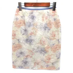 アプワイザーリッシェ Apuweiser-riche フラワープリント レース ボンディング タイトスカート 膝丈 オフホワイト 0