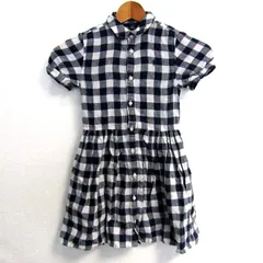 ポロラルフローレン ワンピース トップス 半袖 ギンガムチェック リネン キッズ 女の子用 6サイズ 紺×白 POLO RALPH LAUREN 【中古】
