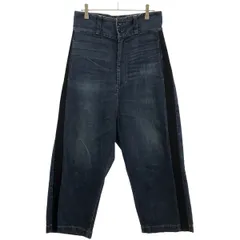 JUNYA WATANABE COMME des GARCONS DENIM ジュンヤワタナベコムデギャルソンデニム 18SS サテンラインハイウエストサルエルデニムパンツ インディゴ XS XA-P008のサムネイル