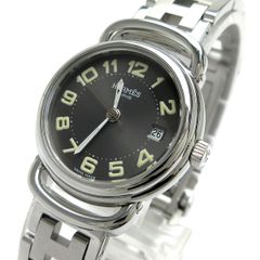 エルメス プルマン レディース ガンブラック文字盤 PU2.210 時計 HERMES 婦人 クォーツ 稼動品