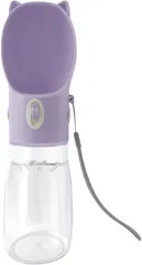 STARFIELD ペットウォーターボトル 犬 猫 水 水筒 水飲み器 給水器 水漏れ防止 水槽付き 380ml パープル( パープル,  380ml)