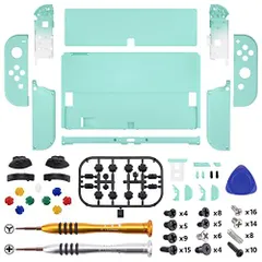 ミスティグリーン 本体ではない-eXtremeRate 有機elに対応用カスタムソフトタッチシェル、交換用バックプレート＆金属キックスタンド＆交換用ジョイコンハウジングシェル＆交換ボタンミスティグリーン