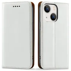 ホワイト inch対応) 6.1 14 14 (iPhone 落ち着いた色 男女兼用 耐衝撃 ノート型 防水 薄型 スタンド機能 内蔵マグネット式 カード収納 ストラップホール付き PUレザー 携帯カバー マホケース あいふぉん14手帳型ケース case iP