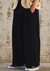 AD2012 archive フリルベロアサルエルパンツ 黒 ワイド