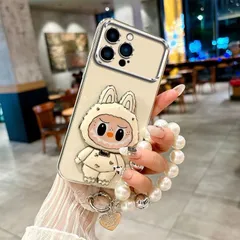 スマホケース かわいい　ミラー付 ストラップ付きスタンド機能　透明 可愛い 落下保護　耐衝撃性　iPhone13 iPhone14 iPhone15 ラブブ