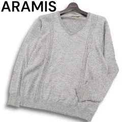 ARAMIS アラミス 秋冬 ウール★ ライン Vネック ニット セーター プルオーバー Sz.L メンズ グレー 日本製