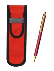 【在庫処分】NQ25標準サイズ金属ストレートノック・ダブルアルマイト加工リングシャープペンセット 赤 布ペンケース赤 3個パック タキザワ T23-NK02R-NQ25S-R-3