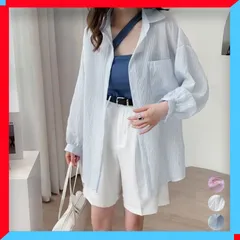 新品 ストライプブラウス レディース シアーシャツ 体型カバー トップス カーディガン シアーカーディガン 春夏秋 【送料無料】