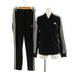 アディダス adidas エッセンシャルズ スリーストライプス トラックスーツ セットアップ 上下 2点セット トラックジャケット パンツ イージー ジャージ M 黒 白 ブラック ホワイト /MI ■OS ■S