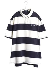 【お得なクーポン配布中!】 00s ポロ ラルフローレン ボーダー 半袖 ラガーシャツ メンズ XL オールド 半袖シャツ ラグビー シャツ 大きいサイズ ツートン ポロシャツ