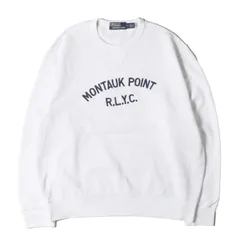 【美品】POLO Ralph Lauren ポロ ラルフローレン スウェット ホワイト 白 サイズ:M | 現行モデル | MONTAUK POINT ロゴ刺繍 前V クルーネック スウェットシャツ | トップス トレーナー プルオーバー 【メンズ】【中古】