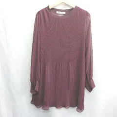 ◇ ⊂ ◎ ZARA ザラ プリーツ 長袖 ひざ丈 ワンピース サイズUSA M パープル系 レディース E  【1501160002358】