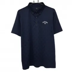 キャロウェイ 半袖ポロシャツ ネイビー 地模様 ロゴ刺しゅう ボタンダウン メンズ 3L ゴルフウェア 大きいサイズ Callaway