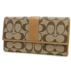 ☆COACH コーチ  3つ折り長財布 シグネチャー チェックブック ロングウォレット レザー使い レディース